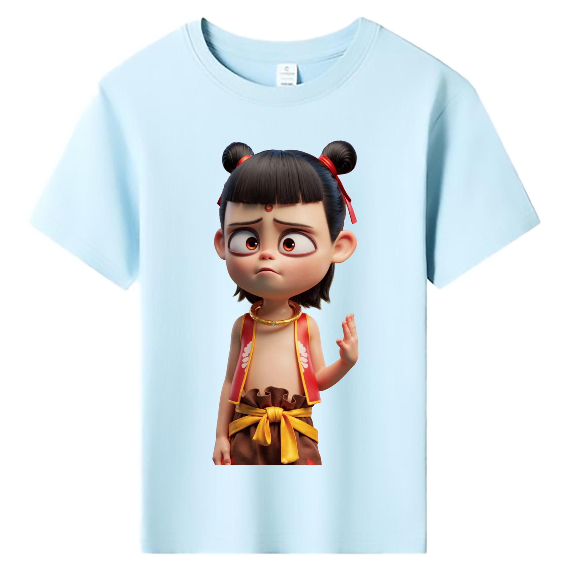 （画像用） Ne Zha 2 ナタ 魔童の大暴れ 綿100％キッズTシャツ（フロントプリント）